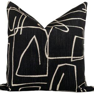 2PC Modern Black Handmade Decorative Linen Throw Pillow 22" Cover